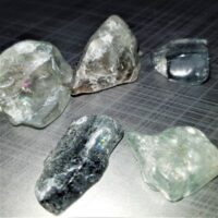 aquamarine and goethite tumblestones