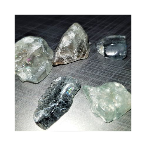 aquamarine and goethite tumblestones