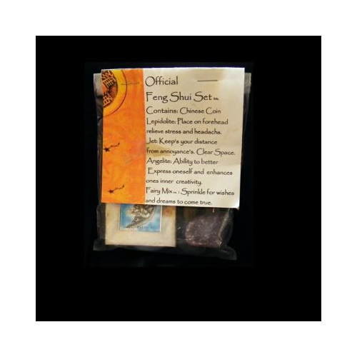 feng shui set with crystals and chinese coin