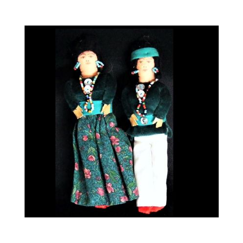 native american made doll couple