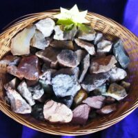 basket of lucky dip rough minerals