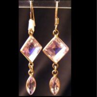 pale amethyst faceted square and oval in silver earrings