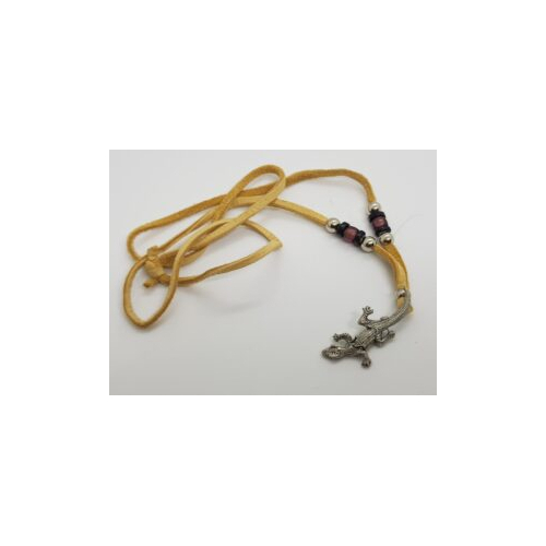 native american silver coloured metal lizard thong