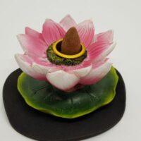 pink lotus flower small back flow burner side view