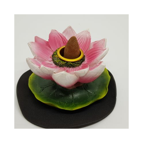 pink lotus flower small back flow burner side view