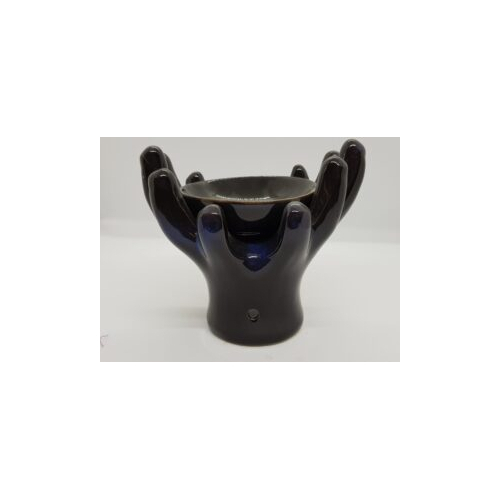 black cupped hands oil burner reverse side