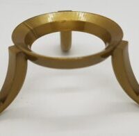 gold coloured 3 legged stand for spheres or eggs