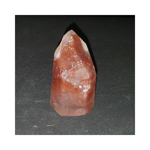 Hematite quartz polished point 1 side view