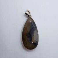 teardrop shaped botswana agate in silver pendant