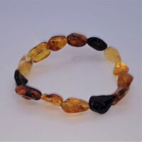 mixed colour amber bead elasticated bracelet
