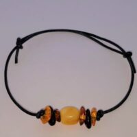 amber beads on leather thong wristband