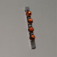silver bar pendant set with four round amber stones