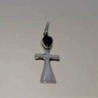 silver ankh with teardrop shaped sugilite