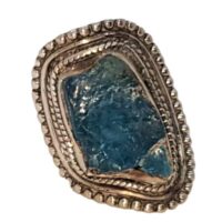 blue apatite in silver ring