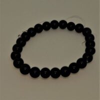 black obsidian round bead elasticated bracelet