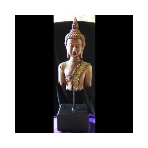 buddha with sash bust on stand