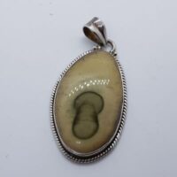 imperial jasper in twisted wire silver setting pendant
