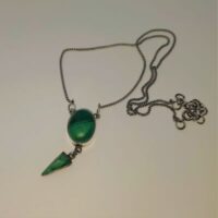 malachite necklace on silver chain with over and arrow shaped stones
