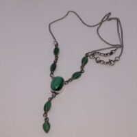 malachite necklace with silver chain and multiple stones
