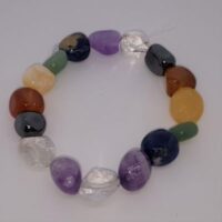 mixed stone chunky bead elasticated bracelet