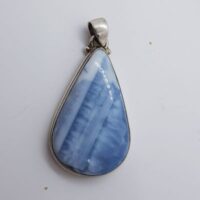 teardrop shaped owahee opal in silver pendant