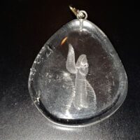 clear quartz with back carved praying angel pendant
