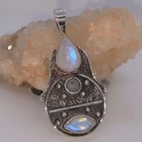 very interesting and unusual silver setting with moonstones
