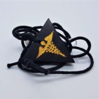 shungite pendant with gold caduceus design embossed