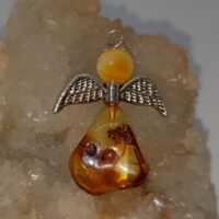 silver wing and amber head and body angel pendant