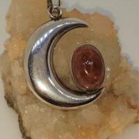 silver moon with boulder opal pendant