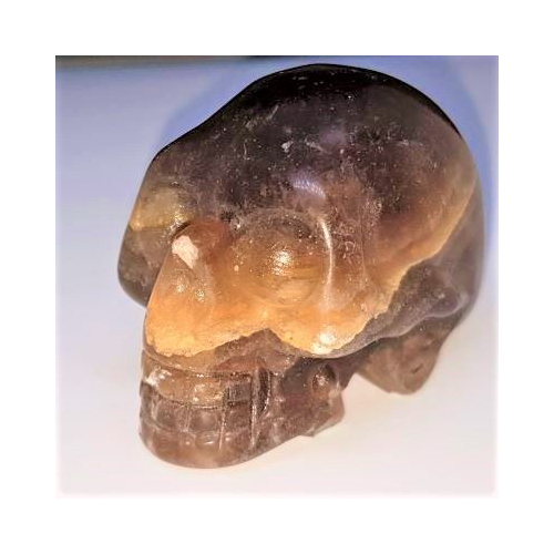 smokey quartz skull 1 side view