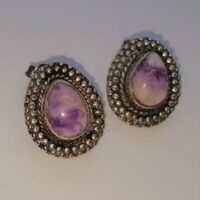 tiffany stone in fancy silver setting stud earrings