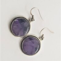 round amethyst in silver earrings 1