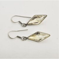diamond shaped faceted citrine in silver earrings