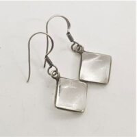 square clear quartz in silver earrings