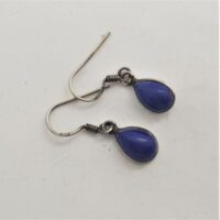 teardrop shaped lapis lazuli in silver earrings