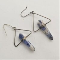 triangular silver wire with lapis points in the base earrings