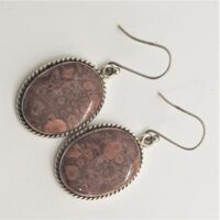 oval poppy jasper in silver earrings