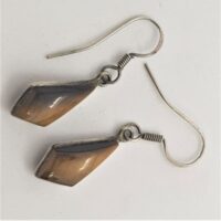 kite shaped tiger eye in silver earrings