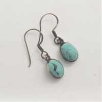 oval turquoise in silver earrings