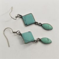 turquoise earrings square and oval stones 2