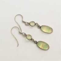 yellow fluorite in silver earrings oval and round stones