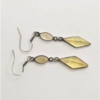 yellow fluorite in silver earrings diamond and oval stones