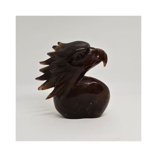brown agate eagle carving with drusy on one side