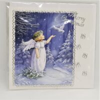 3d decoupage snow angel and dove christmas card hand made