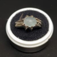 aquamarine in ridged silver setting ring 1