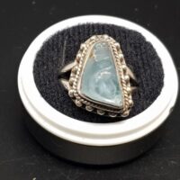 natural aquamarine in fancy silver setting ring 2