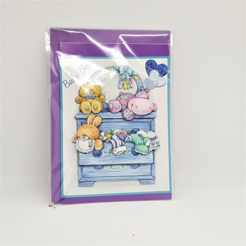 3d decoupage baby boy card hand made