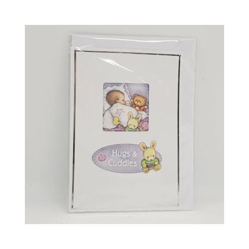 hugs and cuddles baby girl card hand made