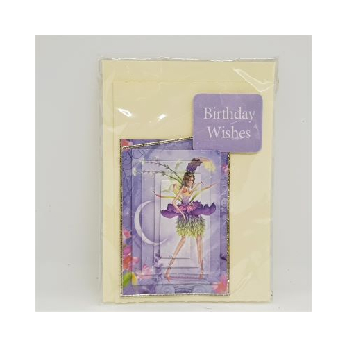 3d purple fairy birthday wishes card hand made